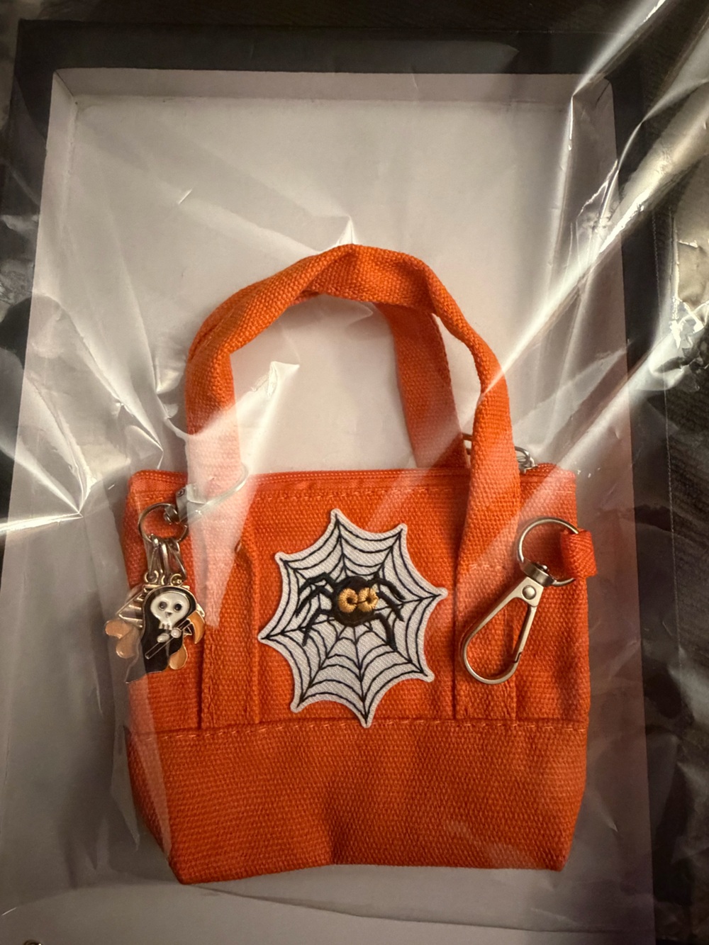 Halloween Mini Tote Bag with charms & embroidered pat h
